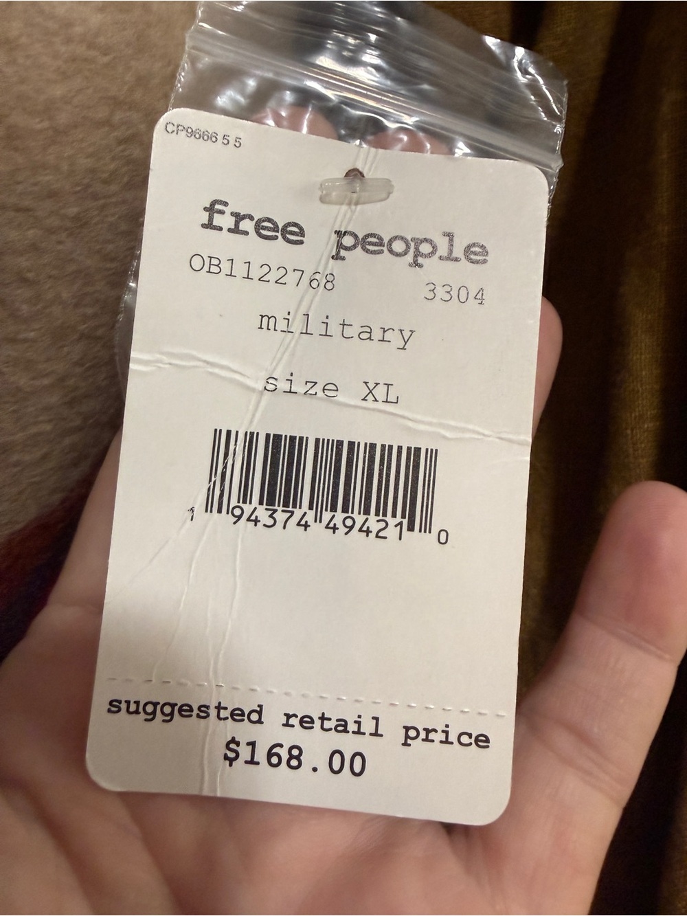 Free People NWT Tan Utility Jacket size X-large - Picture 6 of 7